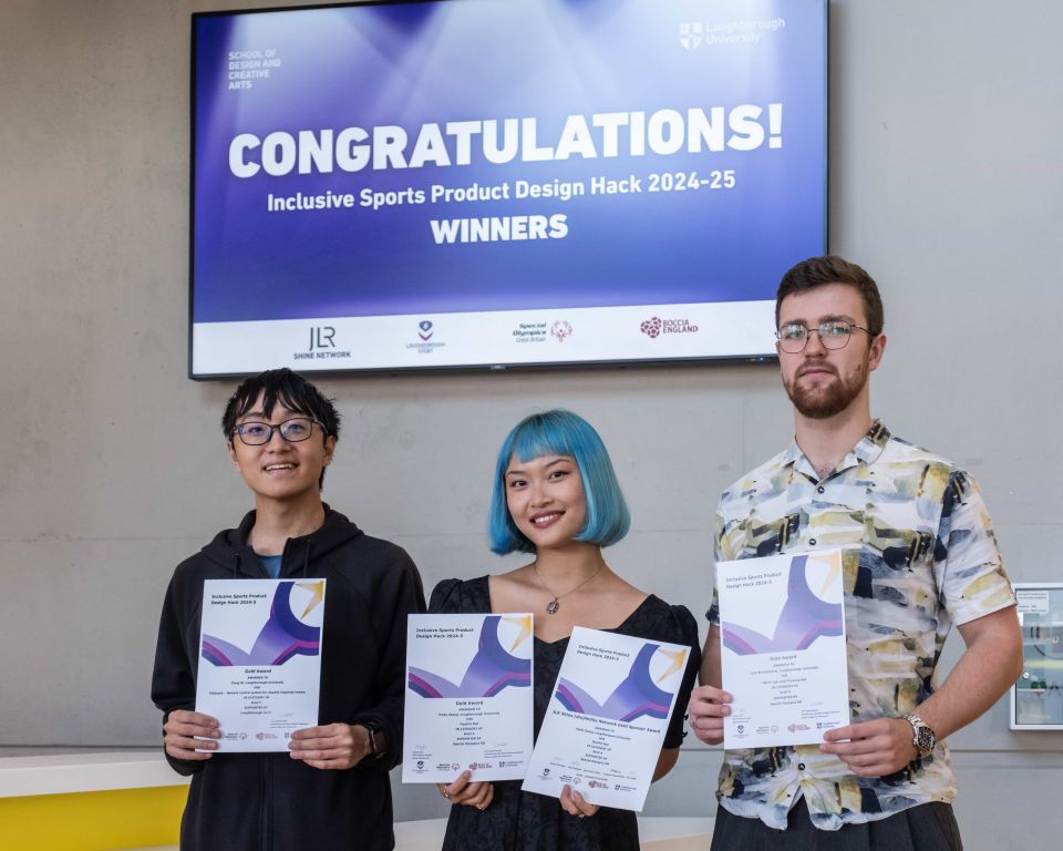 3 Loughborough Students stood holding their certificates